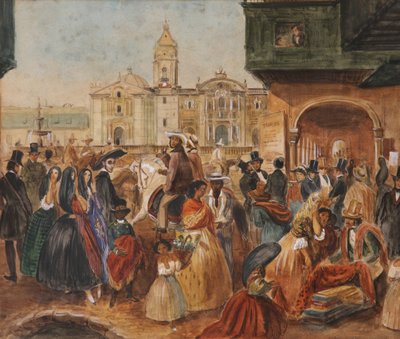 Estudio para la Plaza Mayor de Lima de Juan Mauricio Rugendas